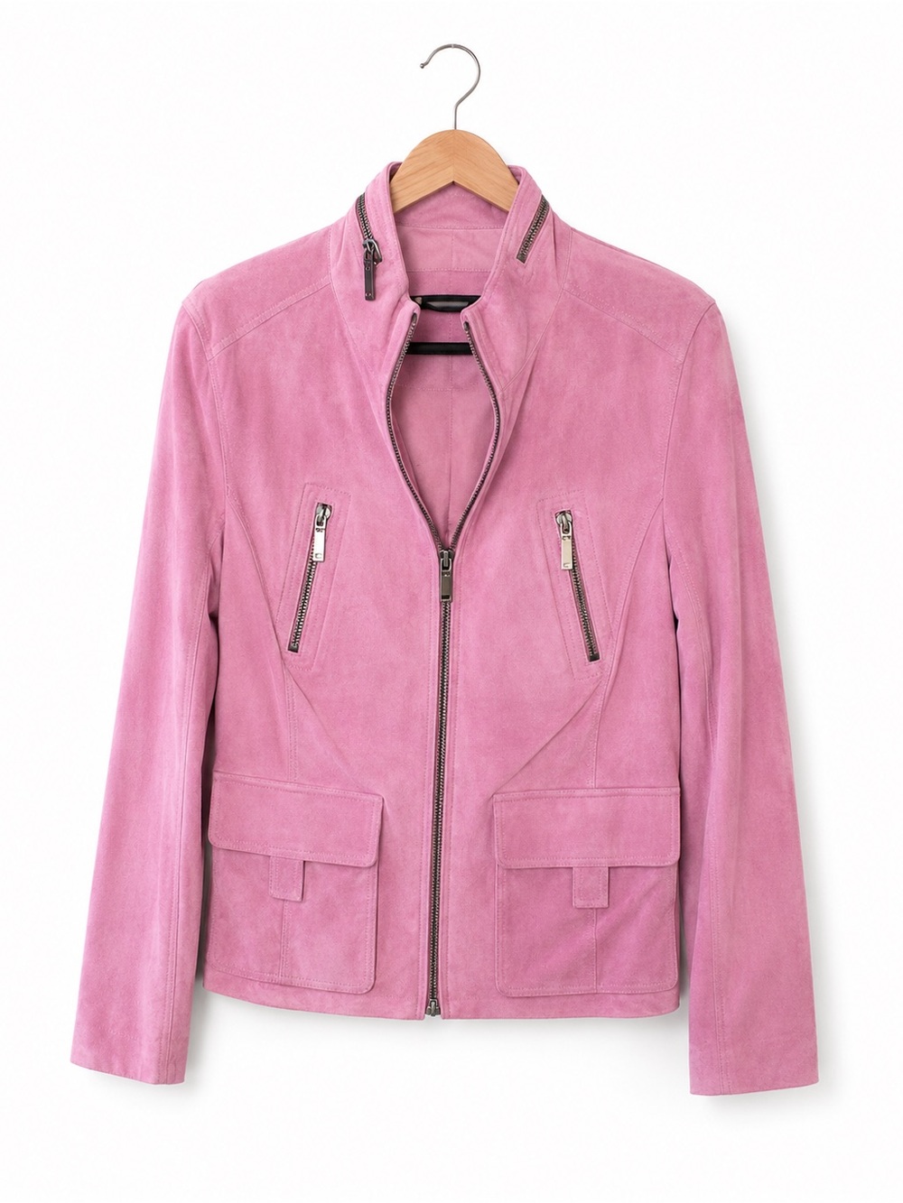 Ideology Women's Mauve Suede Utility Jacket  NWT Size Large Moto
